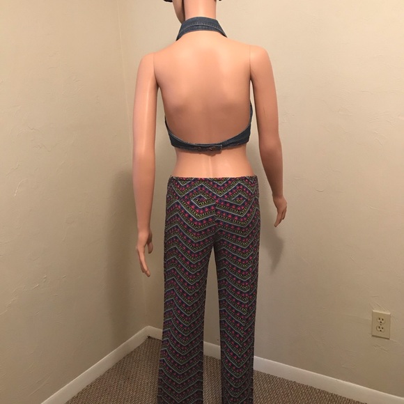 Boho Colorful Pants, NWOT, Elastic Back XS - Picture 3 of 4